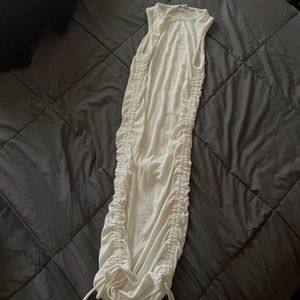 fashion nova ribbed ruched midi bodycon dress